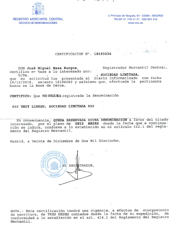 Unit Linked constitucion SL
